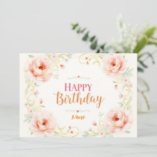 Romantic Rose Gold Script Card
