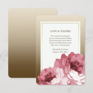 Romantic Rose Gold Thank You Anniversary Cards