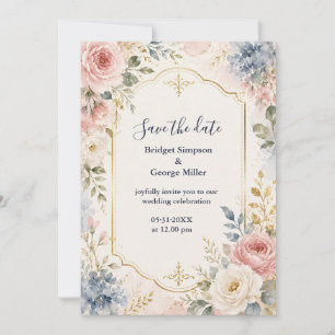 Romantic Rose Hydrangea Wedding Elegance Invitation