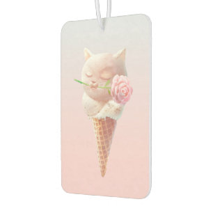 Romantic Rose: Miss Meow Pink Ice Cream Cone Art Car Air Freshener