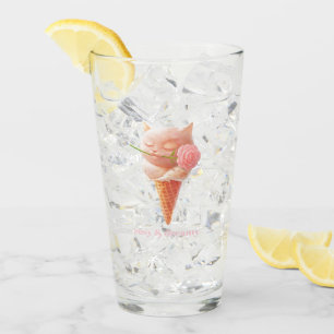 Romantic Rose: Miss Meow Pink Ice Cream Cone Art Glass