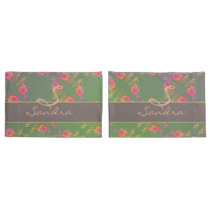 Romantic Rose Monogram  Pillowcase