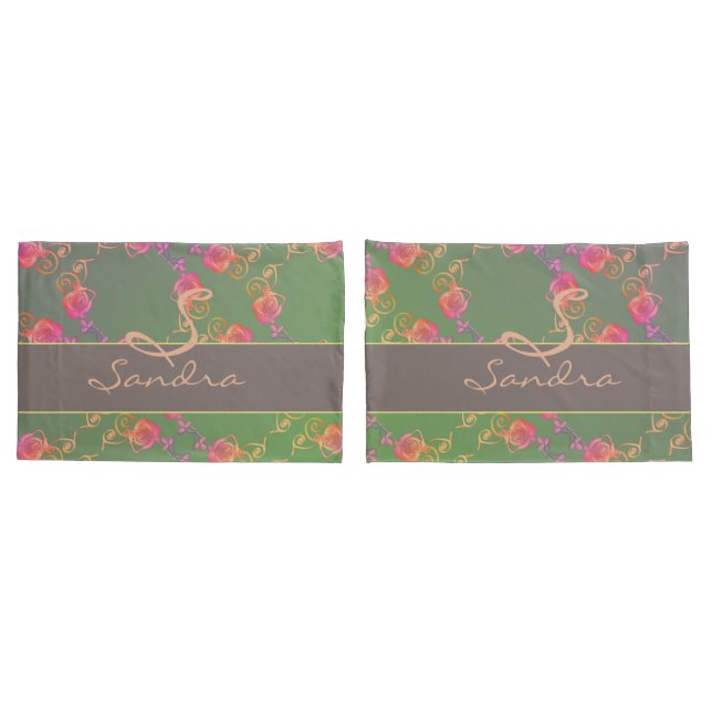 Romantic Rose Monogram  Pillowcase (Back-Set)