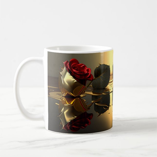 Romantic Rose Painting Coffee Mug (Left)