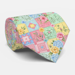 Romantic Rose Patchwork Pattern Tie