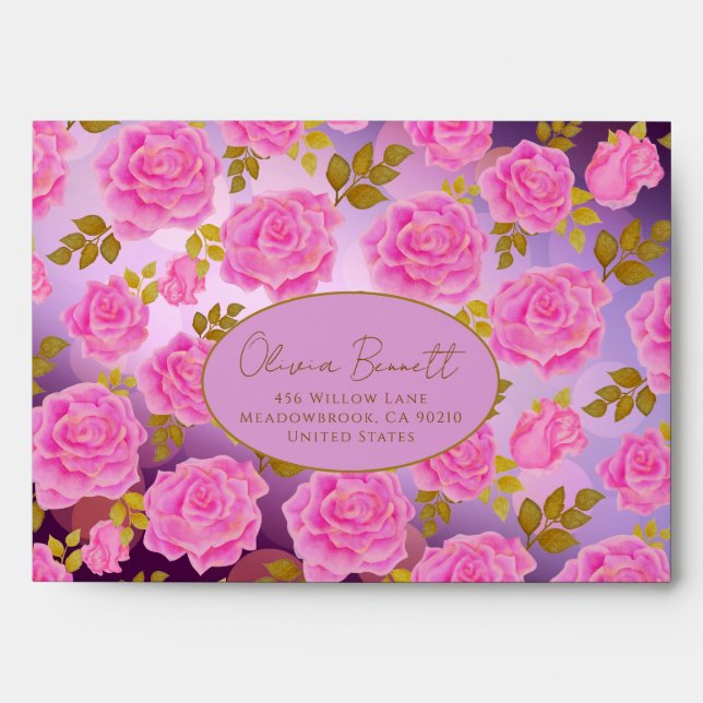 Romantic Rose Pattern Envelope (Front)
