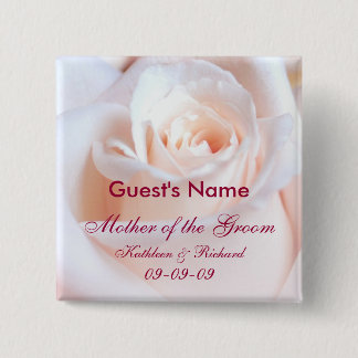 Romantic Rose Personalised Wedding Button