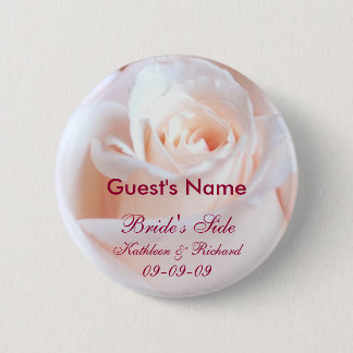 Romantic Rose Personalised Wedding Guest Button