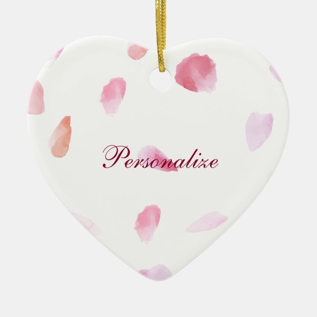 Romantic Rose Petals Ceramic Ornament (Front)
