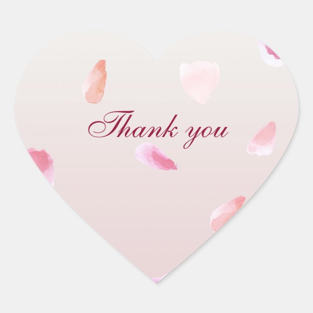 Romantic Rose Petals thank you Heart Sticker (Front)