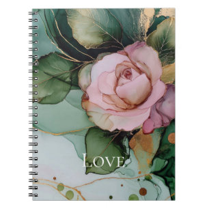 Romantic Rose Pink Gold Floral Love  Notebook