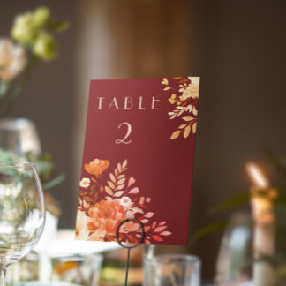 Romantic Rose Reception Table Number
