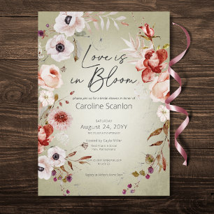 Romantic Rose Sage Floral Love In Bloom Shower Invitation