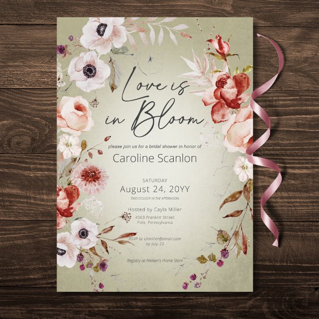 Romantic Rose Sage Floral Love In Bloom Shower Invitation (Romantic Rose Sage Floral Love In Bloom Shower Invitation)