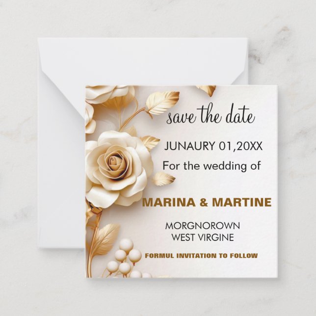 Romantic Rose Save the Date Card (Front)