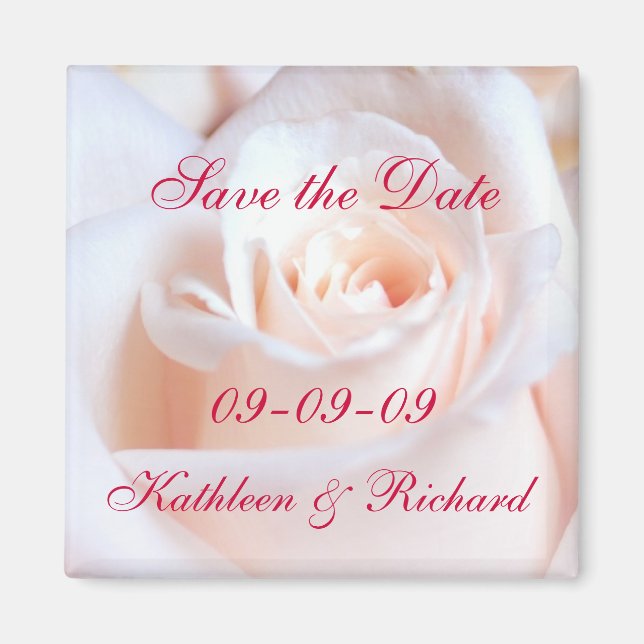 Romantic Rose Save the Date Wedding Magnet (Front)