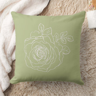 Romantic Rose Sketch Modern Floral  Cushion