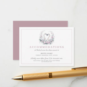 Romantic Rose Swan Couple Wedding  Enclosure Card