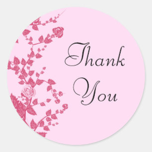 Romantic Rose Vines Thank You Stickers