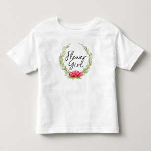 Romantic Rose Watercolor Wreath Flower Girl Toddler T-Shirt