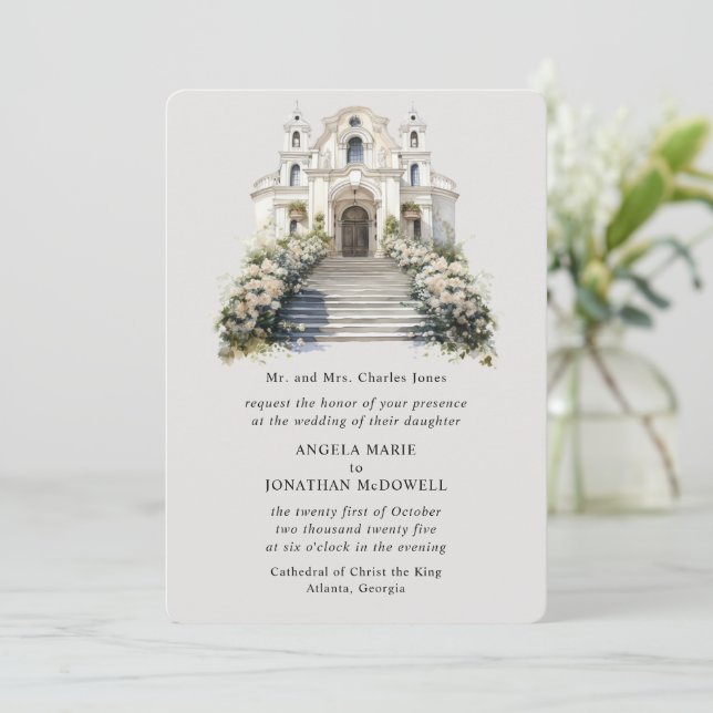 Romantic Rose Wedding Invitation (Standing Front)