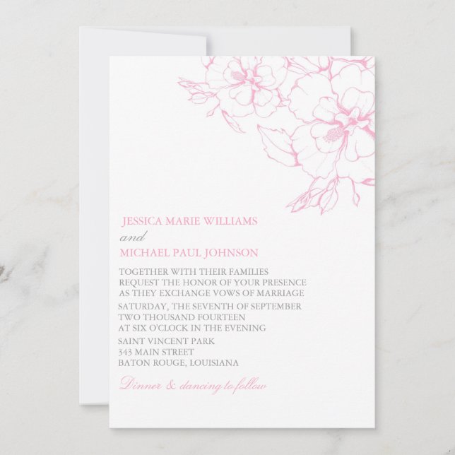 Romantic Rose Wedding Invitations (Front)