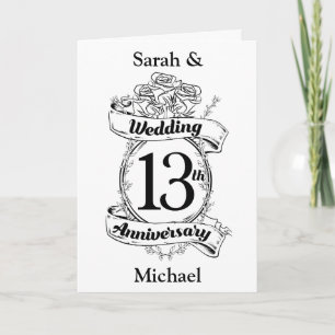 Romantic Roses 13TH thirteenth wedding anniversary Card