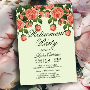 Romantic Roses Botanical Retirement Party  Invitation