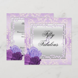 Romantic Roses, Diamonds & Damask Fabulous 50 Invitation