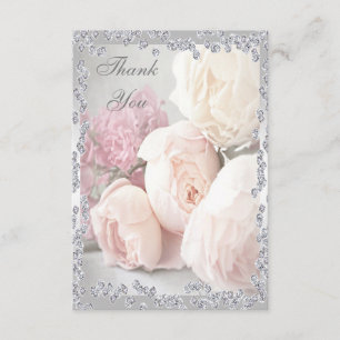Romantic Roses & Diamonds Thank You Card