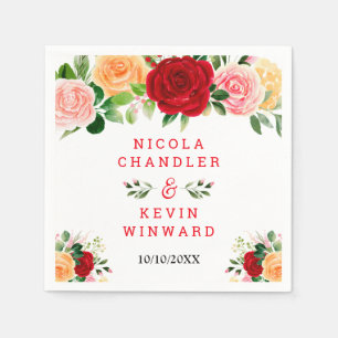 Romantic Roses Floral Wedding Napkin