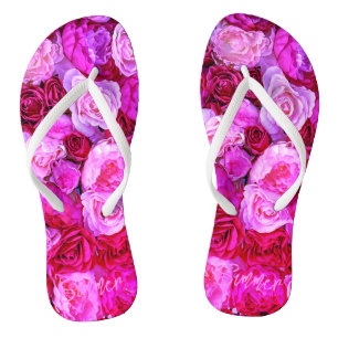 Romantic Roses Flowers Bouquet Floral Pink Thongs