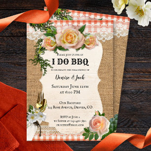 Romantic Roses I DO BBQ Engagement Party Invitation