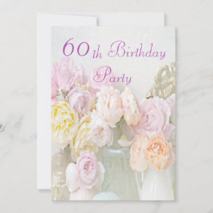 Romantic Roses in Jars 60th Birthday Party Invitation