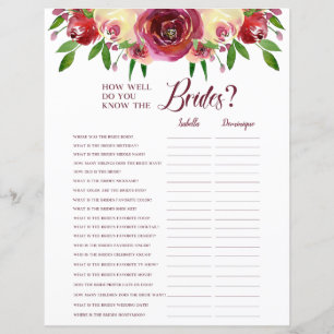 Romantic Roses Know The Brides/Name Game Page