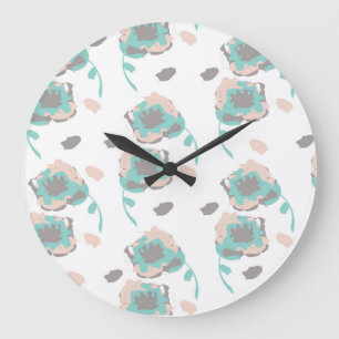 Romantic Roses Pastel Floral Botanical Large Clock