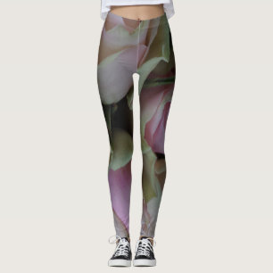 Romantic Roses Pink Flowers Floral Leggings