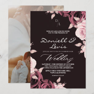 Romantic Roses Pink ⎮ Mauve Wedding Photo Invitation