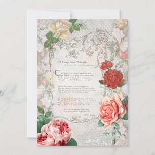 Romantic Roses, Poem & Filigree Border Card