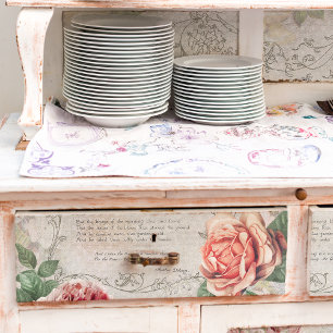 Romantic Roses, Poem & Filigree Border Decoupage Tissue Paper