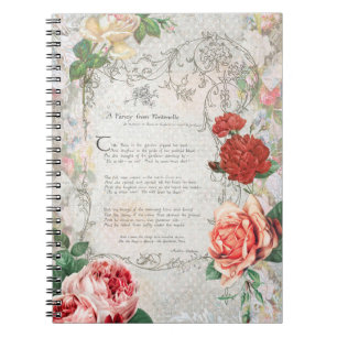 Romantic Roses, Poem & Filigree Border Notebook