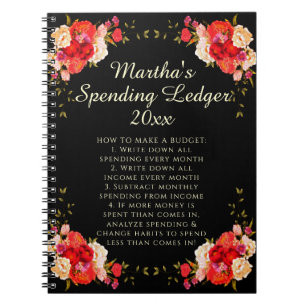 Romantic Roses Spending Ledger Budget Beginner Notebook