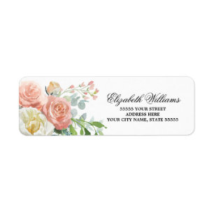 Romantic Roses Watercolor Wedding Return Address Label