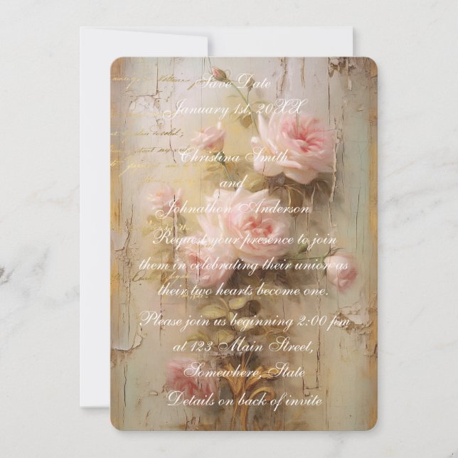 Romantic Roses Wedding Invitation (Front)