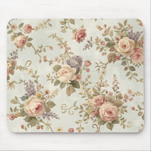 Romantic Roses & Wildflowers Vintage Garland Mouse Pad