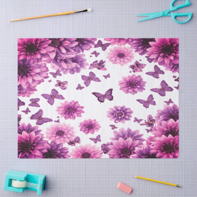 Romantic Rosy Floral Tissue Paper (Craft)