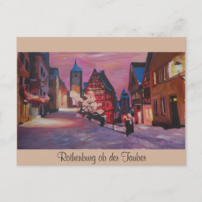 Romantic Rothenburg Tauber Germany in winter Postcard (Front)