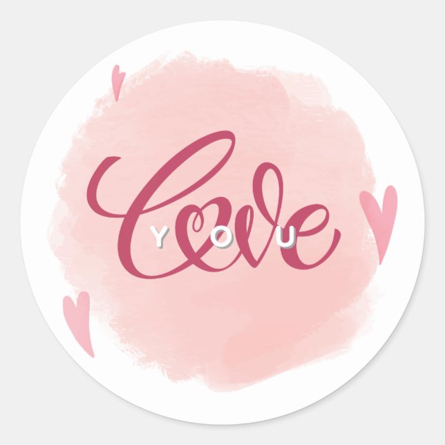 Romantic Round Sticker "Love You" (Front)