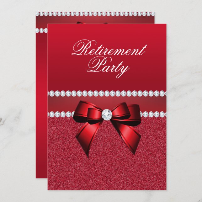 Romantic Ruby Red Retirement Party Invitation (Front/Back)