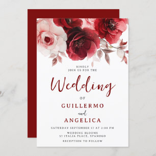 Romantic Ruby Red Rose Luxe Radiance Wedding Invitation